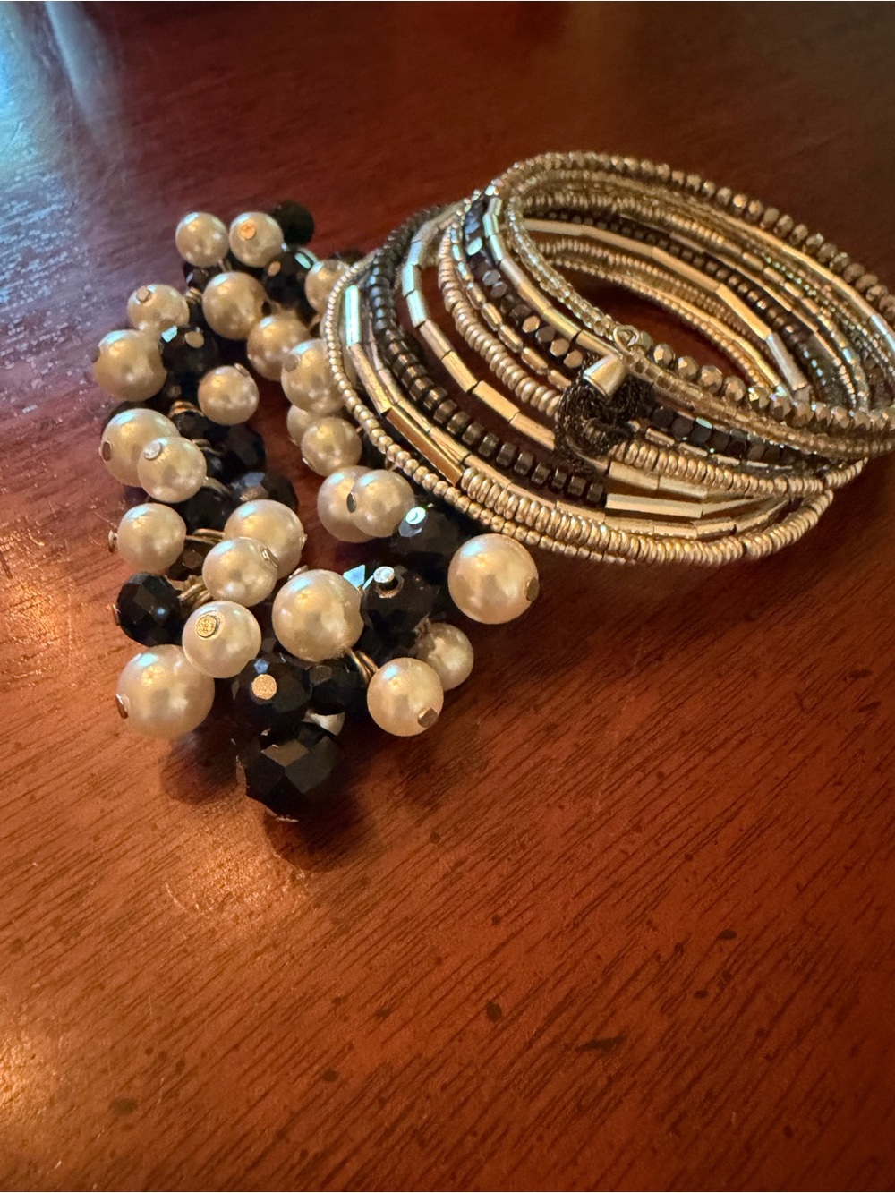 TWO NEW Bracelets Stella and Dot Silver Bardot & White House Black & Pearl
